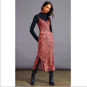 Anthropologie Elyse Animal Print Printed Bias Slip Dress Sz XS